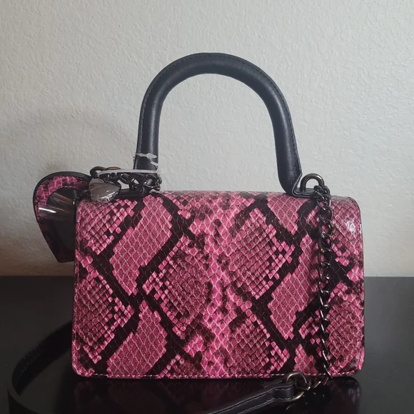 Betsey Johnson Pink Snake Print Handbag - Picture 3 of 8